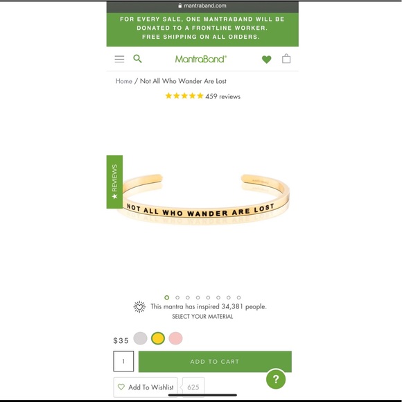 MantraBand bracelet - Not All Who Wander Are Lost - Picture 2 of 4